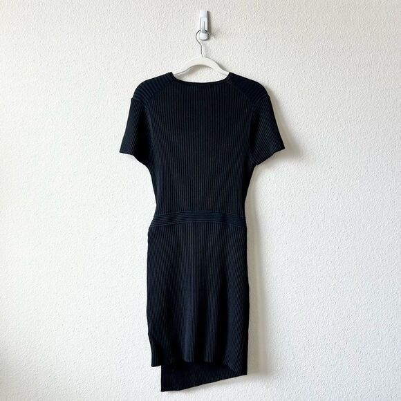 SIMKHAI Melody Wrap-Skirt Knit Mini Dress in Black Size  Large - Picture 4 of 7